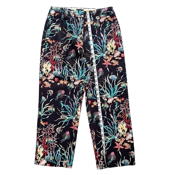 J. Crew Collection Navy Sea Life Print Cropped Cotton, lined Pants Sz: 6 - Picture 10 of 11